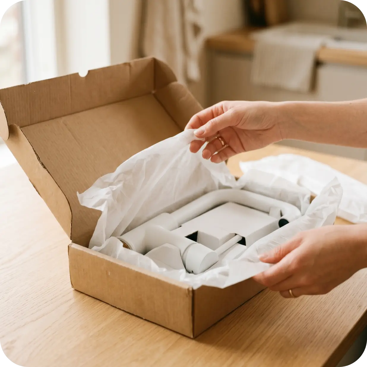 Unpacking a box at home