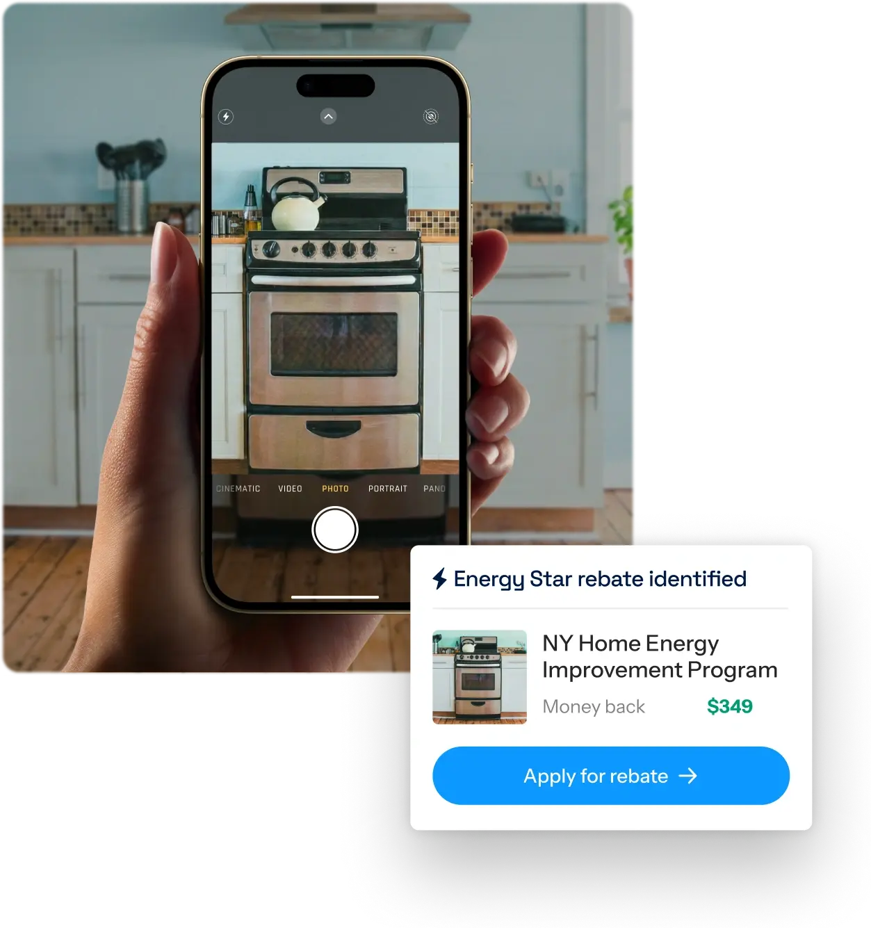 Argo app surfacing an Energy Star rebate for a kitchen oven